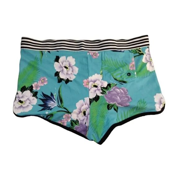 Cacique Lane Bryant Teal Tropical High Rise Boyshort Swim Bottoms Size 14 - Picture 7 of 15